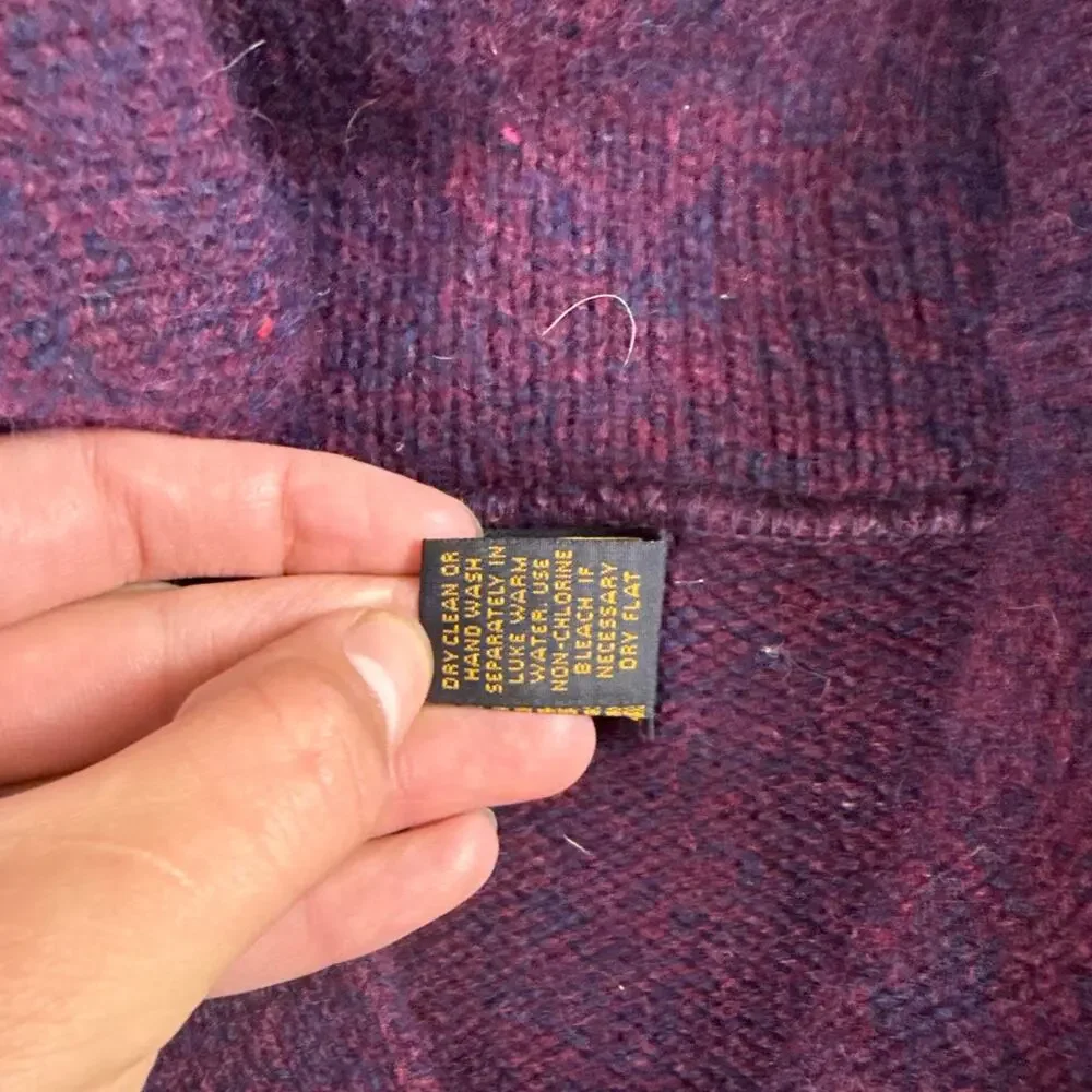 Vintage Eddie Bauer Wool Blend Sweater Men’s Large Purple Shawl Collar USA